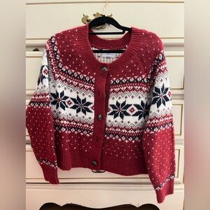 Old navy Fair Isle Red and White Patterned Women's Sweater